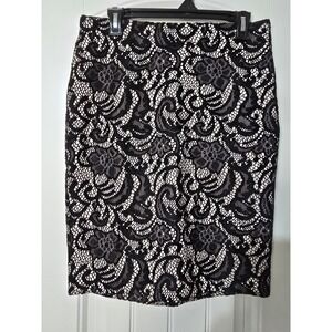 Ann Taylor Straight‎ & Pencil Skirt Womens Size 6 Black Lace Side Zipper Casual